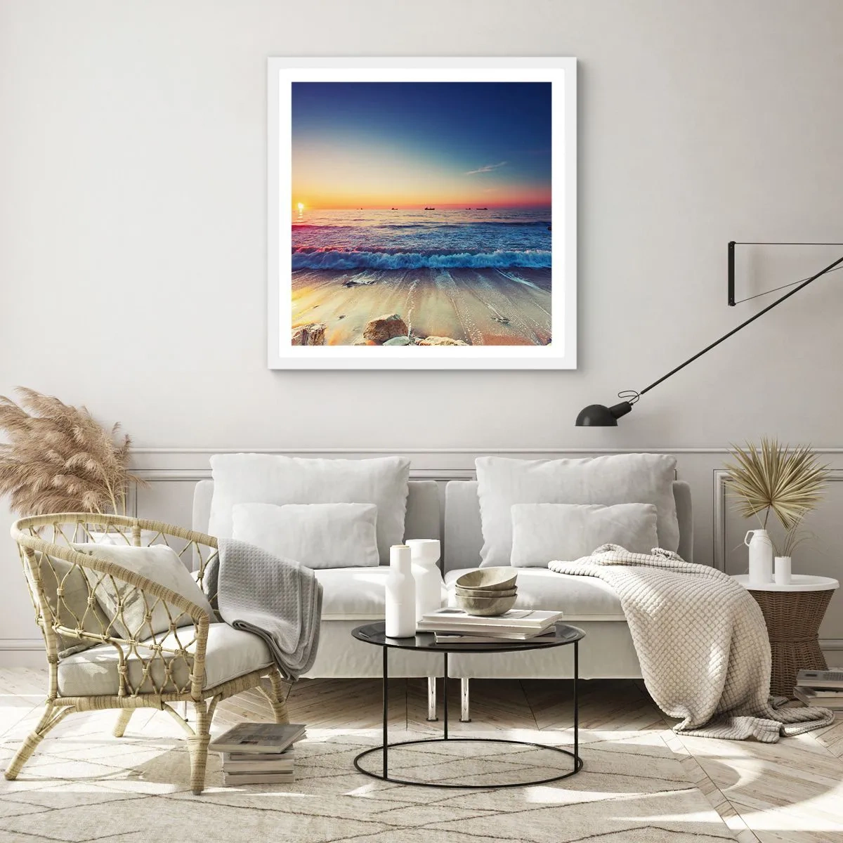 Pôster em moldura branca - E além do horizonte? - 40x40 cm