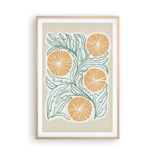 Pôster com moldura de carvalho claro - Étnico com um toque de abstração - 61x91 cm