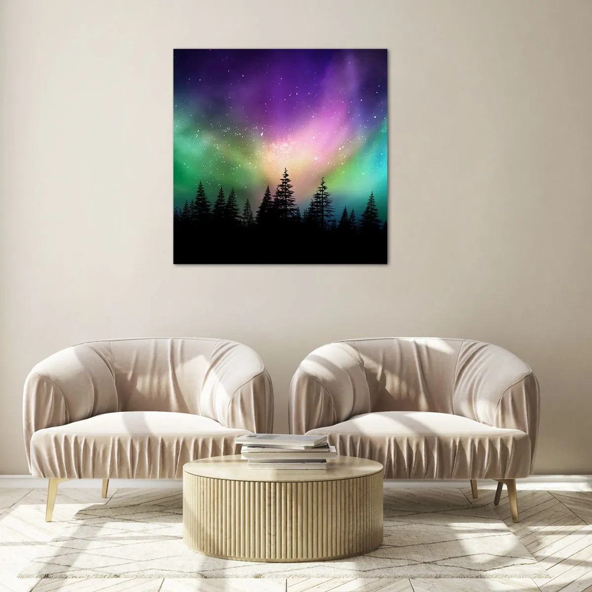 Quadro em vidro - Magia branca - 40x40 cm