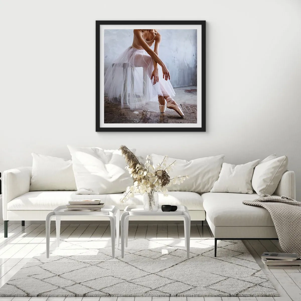 Pôster com moldura preta - Antes das luzes da ribalta ascenderem - 60x60 cm