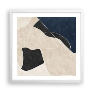 Pôster em moldura branca - Composição abstrata – contraste de cores - 50x50 cm