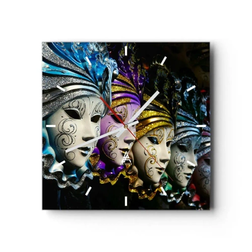 Relógio de parede - Relógio em vidro - Mistério em ouro e prata - 30x30 cm