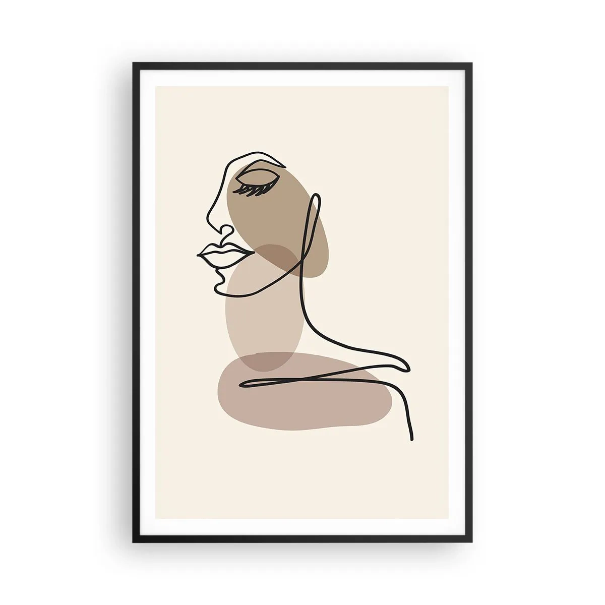 Pôster com moldura preta - Ouvindo-se a si própria - 70x100 cm