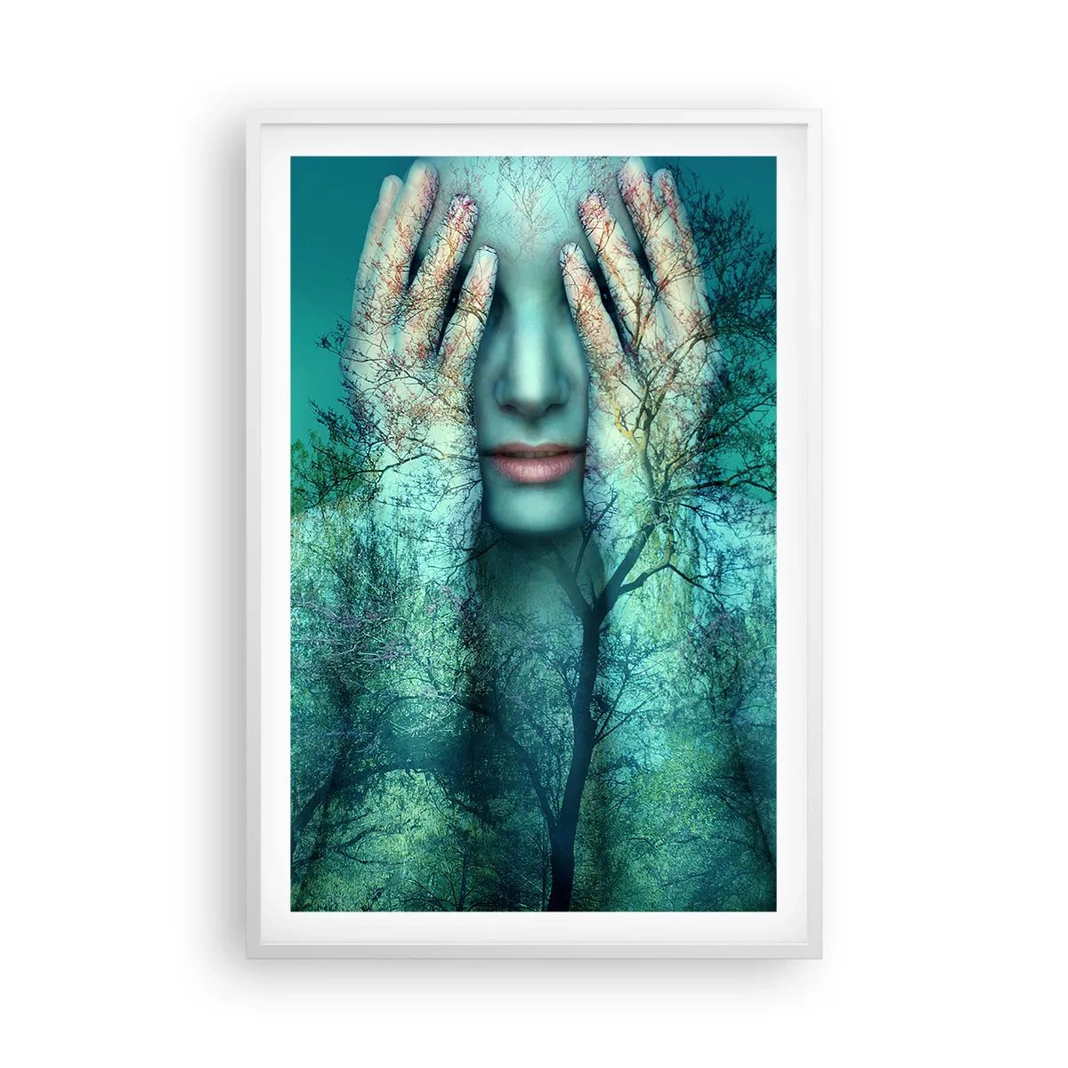 Pôster em moldura branca - Imersa em azul - 61x91 cm