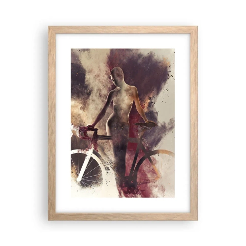 Pôster com moldura de carvalho claro - Uma alma de bicicleta em formas de mármore - 30x40 cm