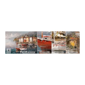 Amostra de papel de parede autocolante Deluxe Sticker - Refúgio romântico - Arquitetura, Porto da cidade, Barco a vela - 100x30 cm