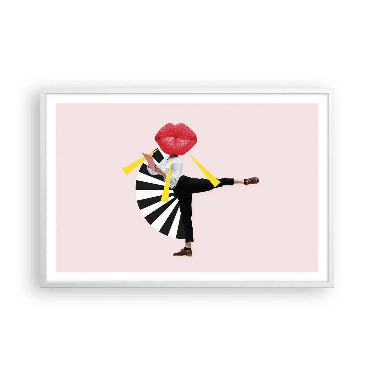 Pôster em moldura branca - Arte pop surreal - 91x61 cm