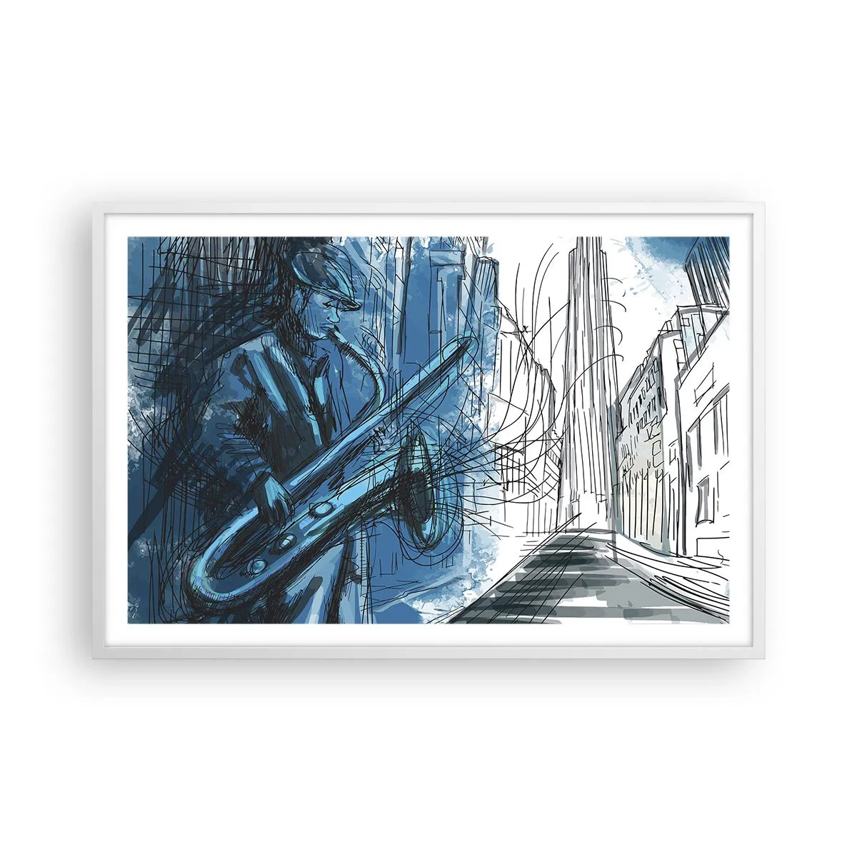 Pôster em moldura branca - Rapsódia Urbana - 91x61 cm