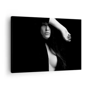Quadro em tela - Retrato elegante de uma mulher em preto e branco - 70x50cm - Escola de sedução - Decoração de parede moderna para a sala de estar e quarto ARTTOR