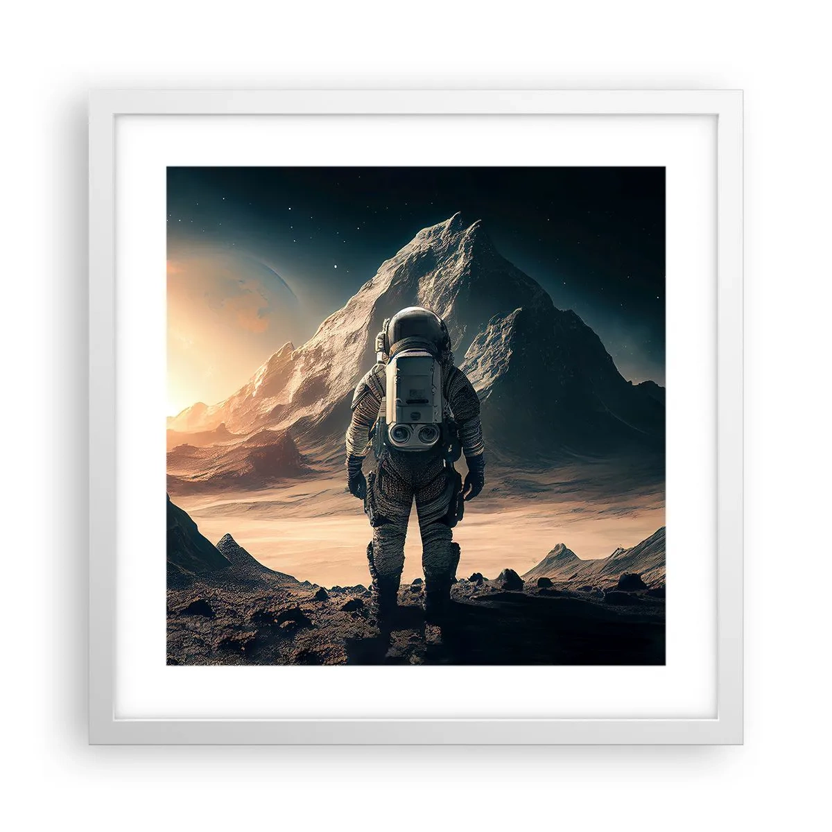 Pôster em moldura branca - Novo desafio - 40x40 cm