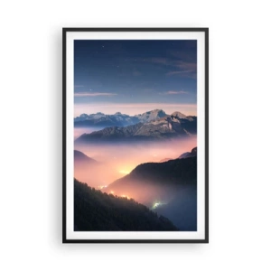 Pôster com moldura preta - Luz nos vales - 61x91 cm