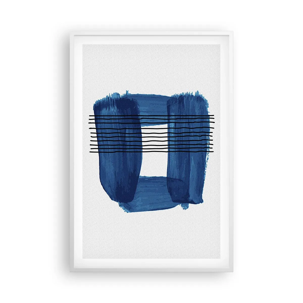 Pôster em moldura branca - Composição azul-negra - 61x91 cm