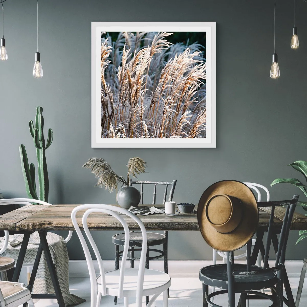 Pôster em moldura branca - Decorado com a geada - 30x30 cm