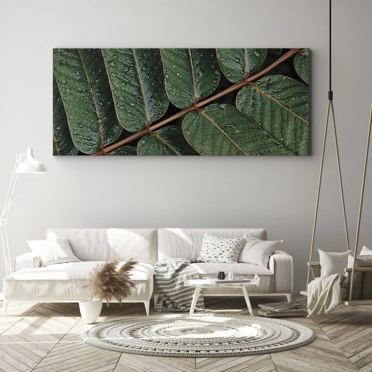 Quadro em tela - Num ritmo verde - 100x40 cm