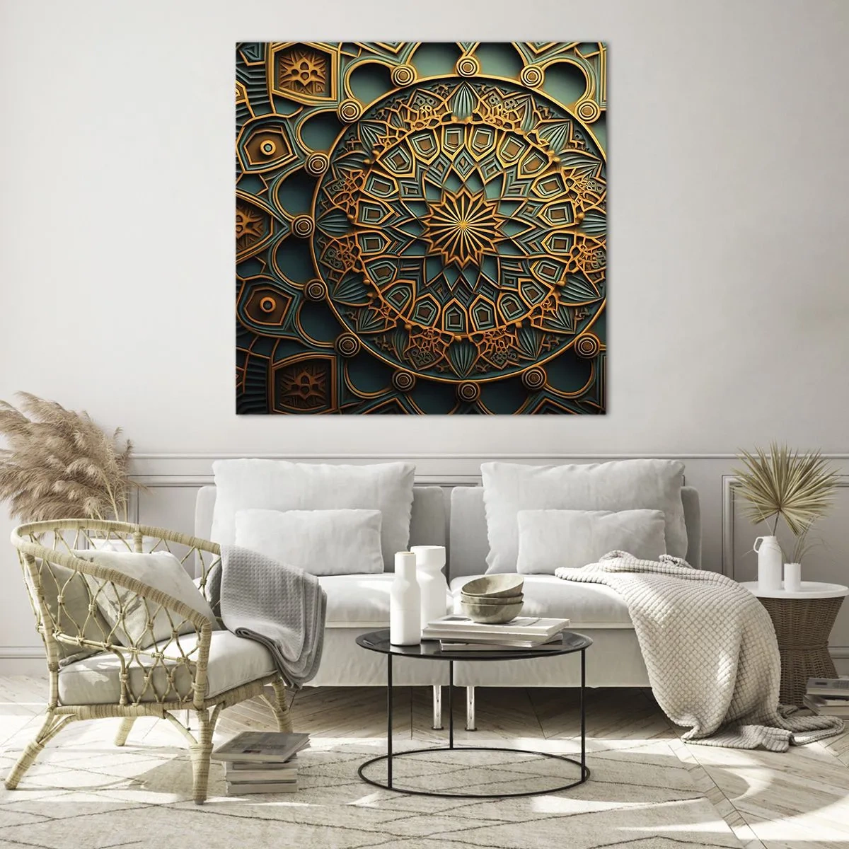 Quadro em vidro - Em uma atmosfera árabe - 70x70 cm