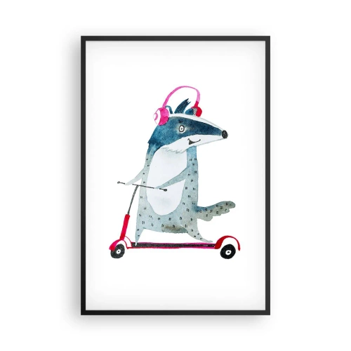 Pôster com moldura preta - A alegria do texugo - 61x91 cm