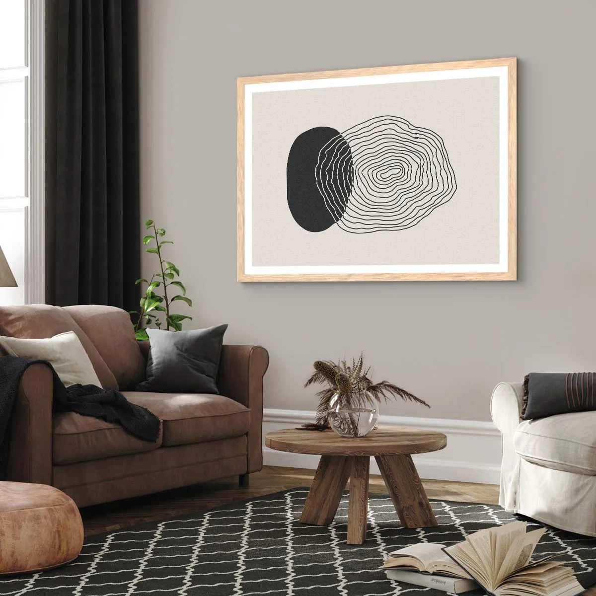 Pôster com moldura de carvalho claro - Duração e vibração - 100x70 cm