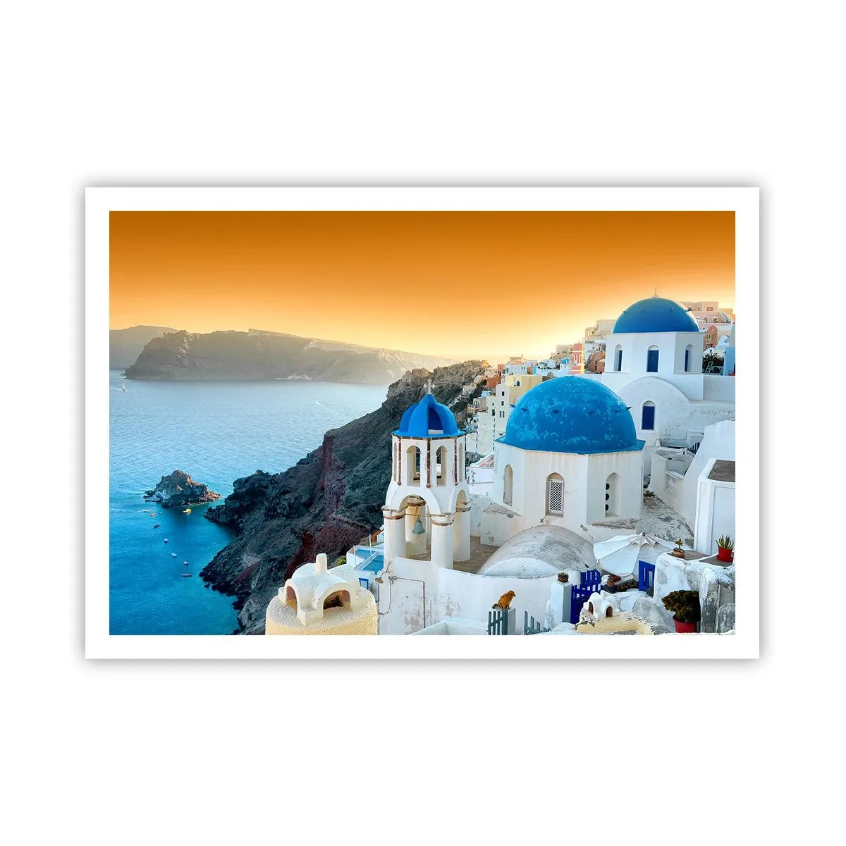 Pôster - Santorini - abraçada às rochas - 100x70 cm