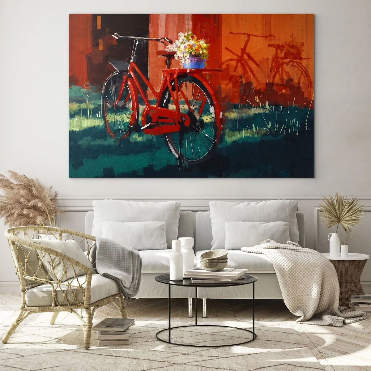 Quadro em vidro - Quero andar de bicicleta - 100x70 cm