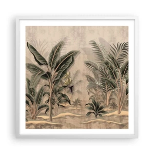 Pôster em moldura branca - Gravura em estilo colonial - 60x60 cm