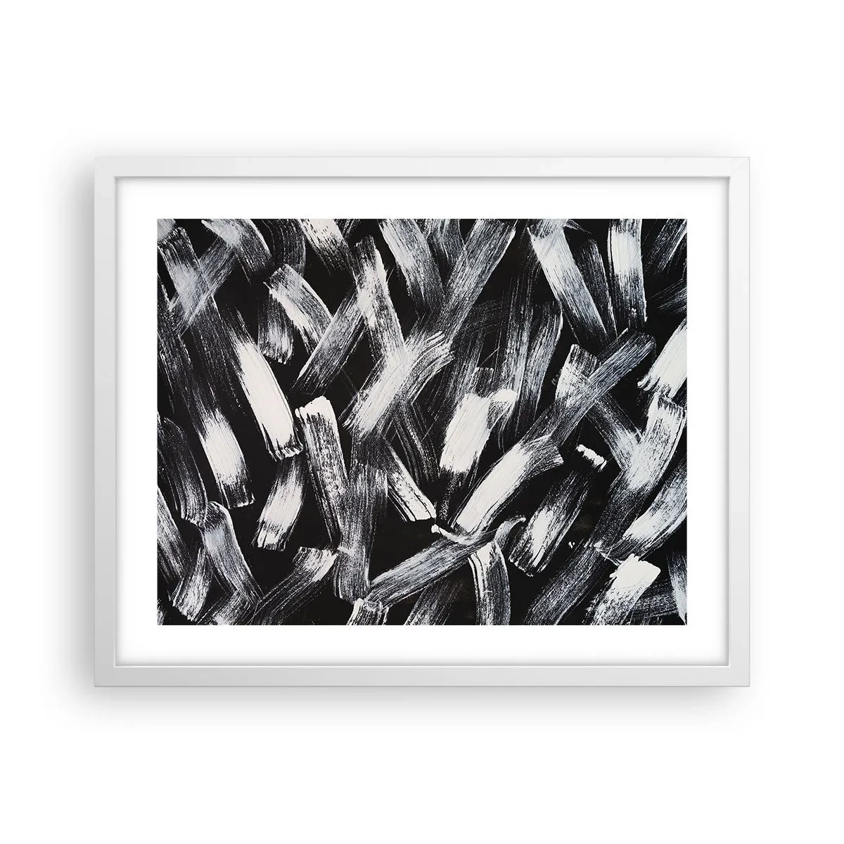 Pôster em moldura branca - Abstração no espírito industrial - 50x40 cm