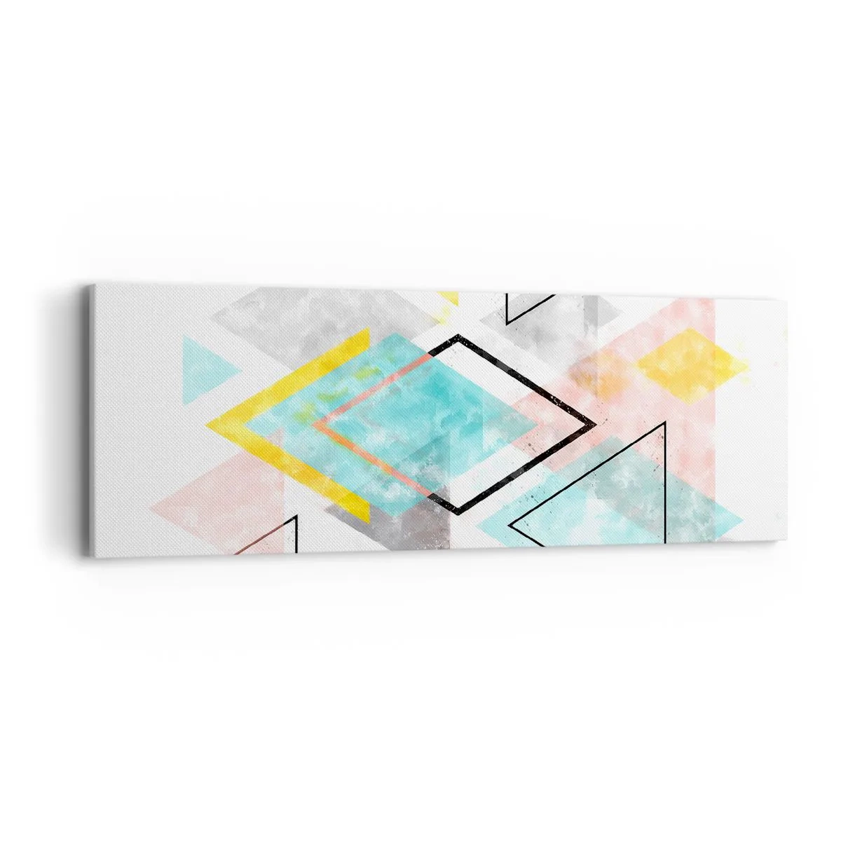 Quadro em tela - Jogo geométrico - 90x30 cm