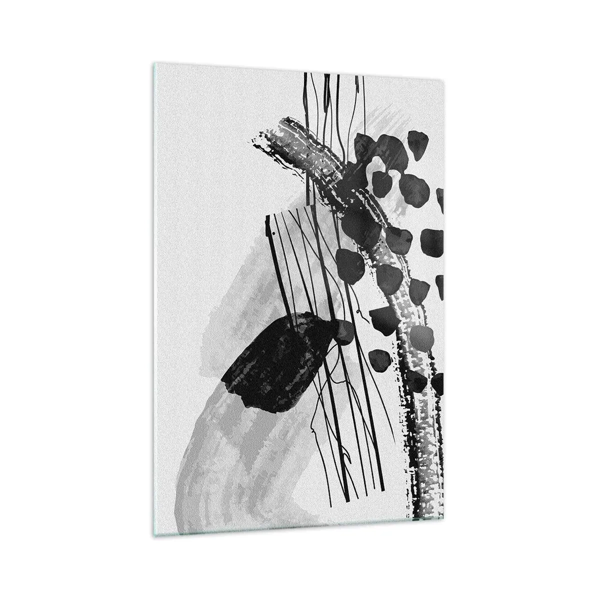 Quadro em vidro - Abstração orgánica em preto e branco - 70x100 cm