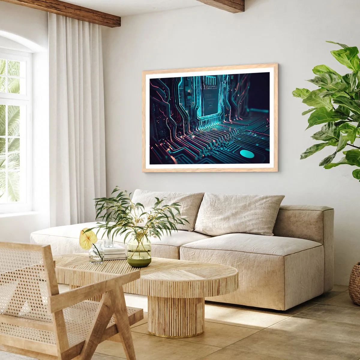 Pôster com moldura de carvalho claro - Só estou a pensar... - 100x70 cm