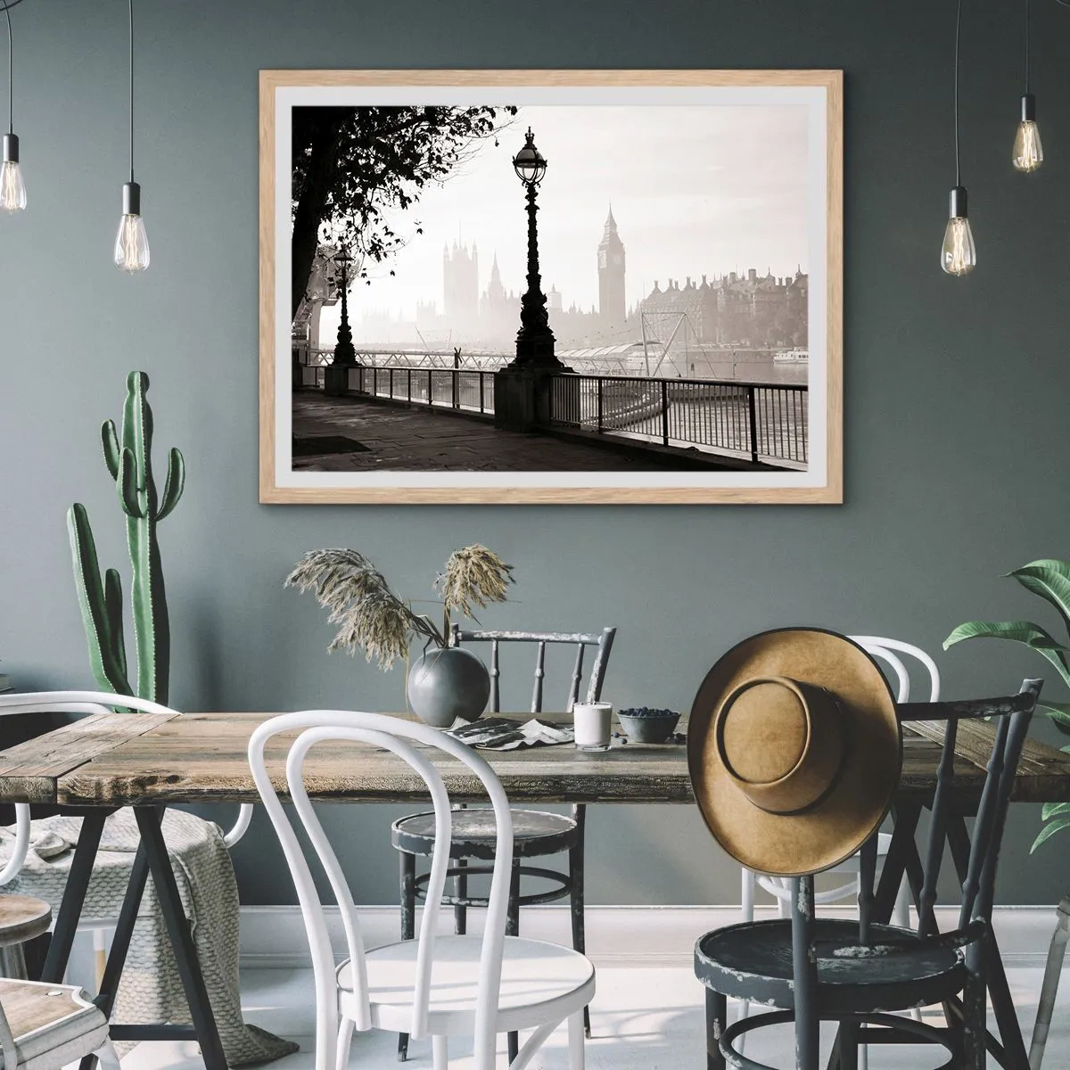 Pôster com moldura de carvalho claro - Manhã Londrina - 50x40 cm