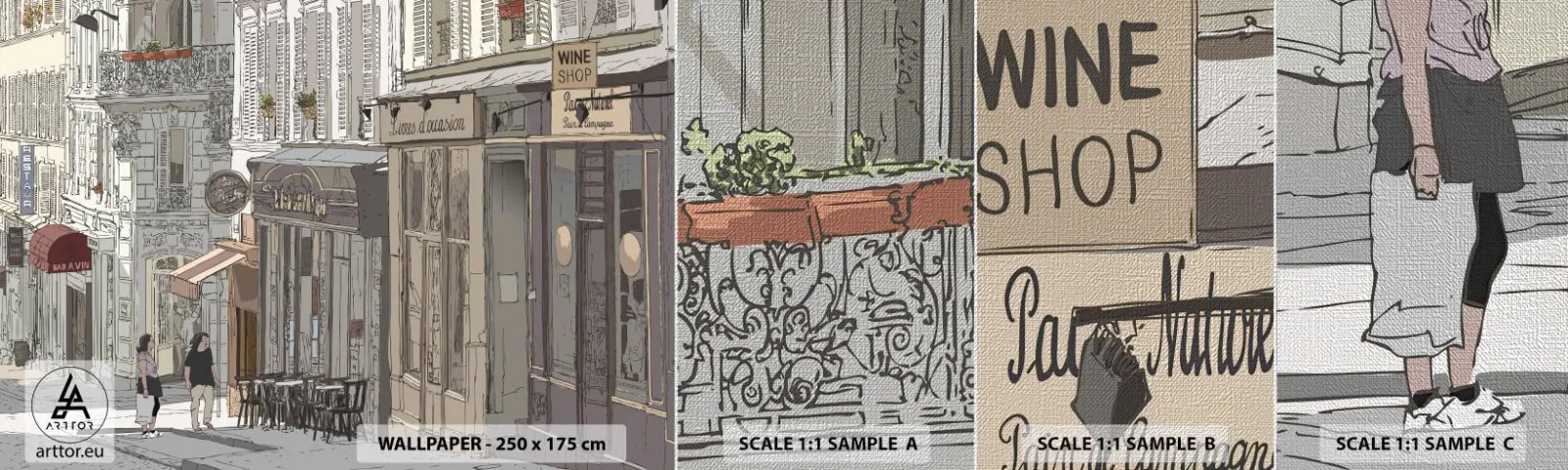 Amostra de papel de parede Premium Canvas - Alegrias urbanas - Arquitetura, Cidade, Paris - 100x30 cm