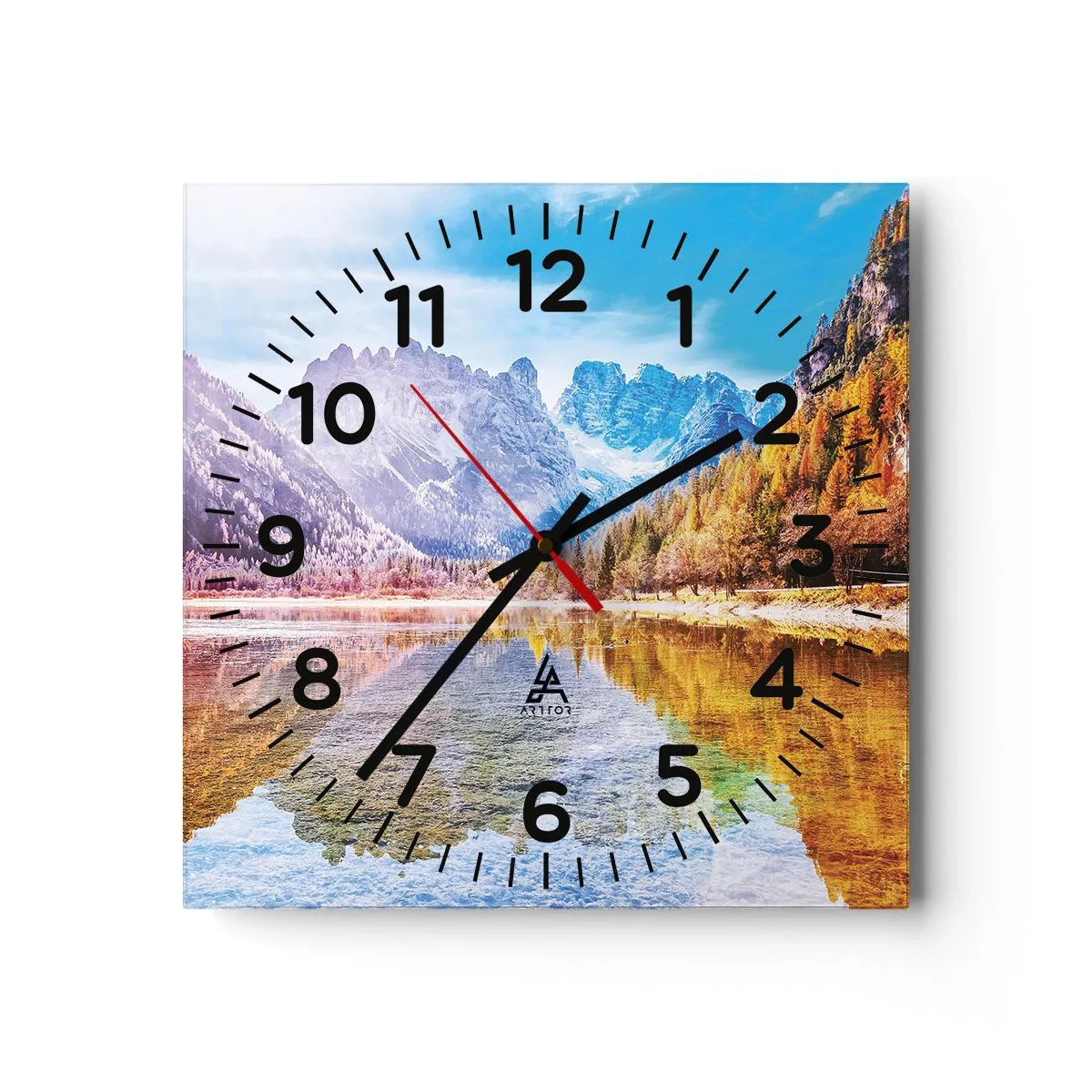 Relógio de parede - Relógio em vidro - E nas montanhas é outono - 40x40 cm