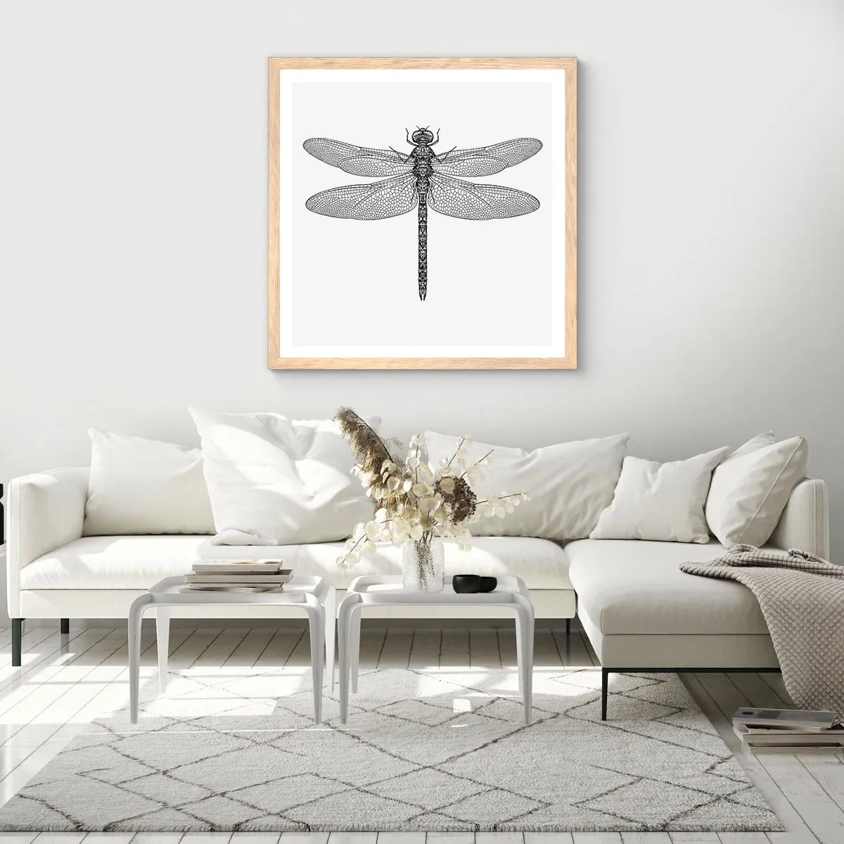 Pôster com moldura de carvalho claro - Precisão da natureza - 60x60 cm