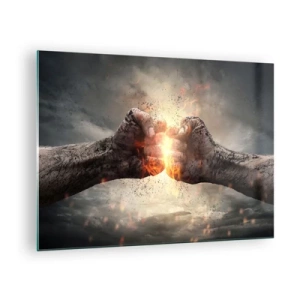 Quadro em vidro - Levante-se para a luta - 70x50cm - Prepare-se para a luta - Decoração de parede moderna para a sala de estar e quarto ARTTOR