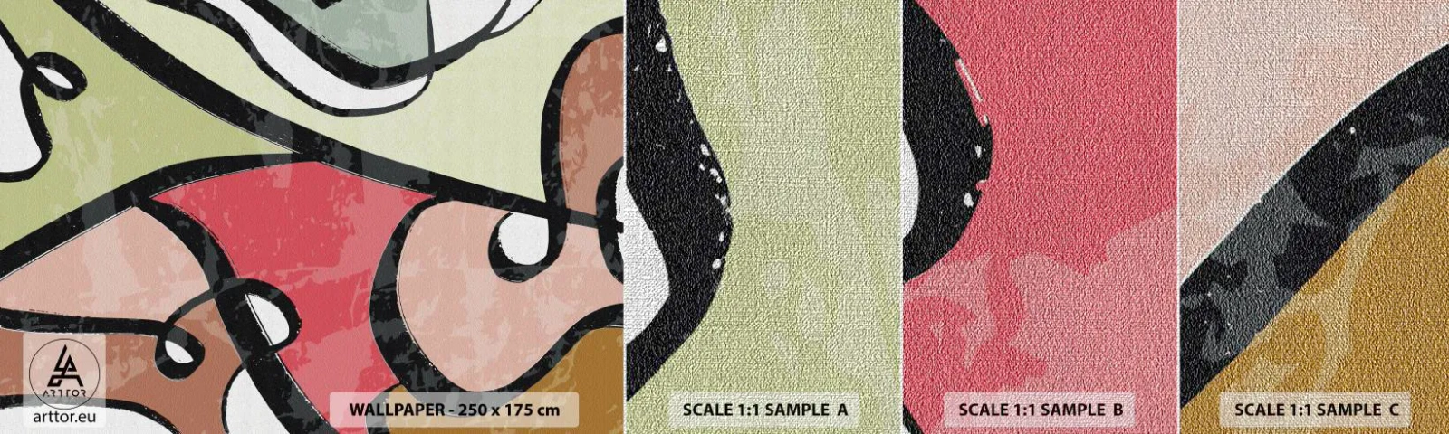 Amostra de papel de parede Premium Canvas - Piruetas entre cores - Abstração, Pedaço, Moderno - 100x30 cm