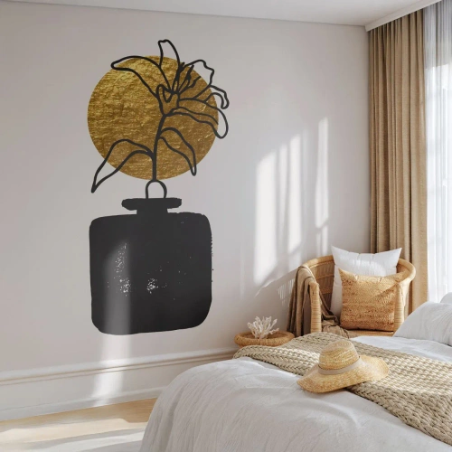 Papel de Parede Autocolante Deluxe Sticker - A beleza vale seu peso em ouro - Vaso, Flores, Minimalismo - 200x140 cm