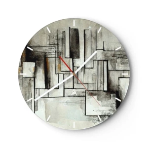 Relógio de parede - Relógio em vidro - Uma composição geométrica de retângulos em cores suaves. - 30x30cm - O poder da simplicidade - Decoração de parede moderna para a sala de estar, cozinha e quarto ARTTOR