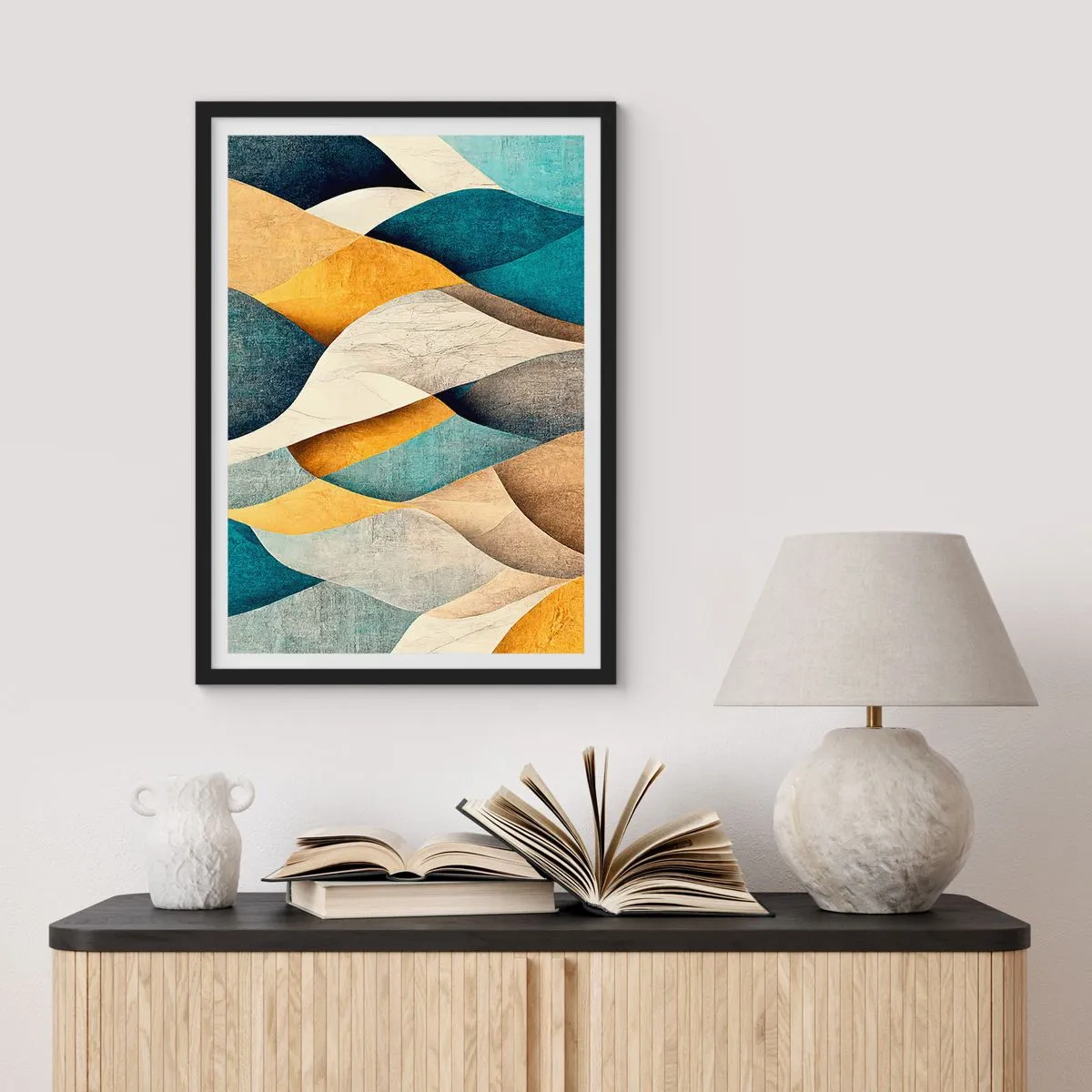 Pôster com moldura preta - Ritmo e onda - 61x91 cm