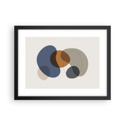 Pôster com moldura preta - Gotas de cor - 40x30 cm