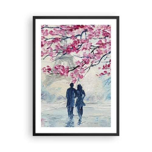 Pôster com moldura preta - Um casal sob galhos floridos em uma paisagem romântica - 50x70cm - Passeio romântico - Decoração de parede moderna para a sala de estar e quarto ARTTOR