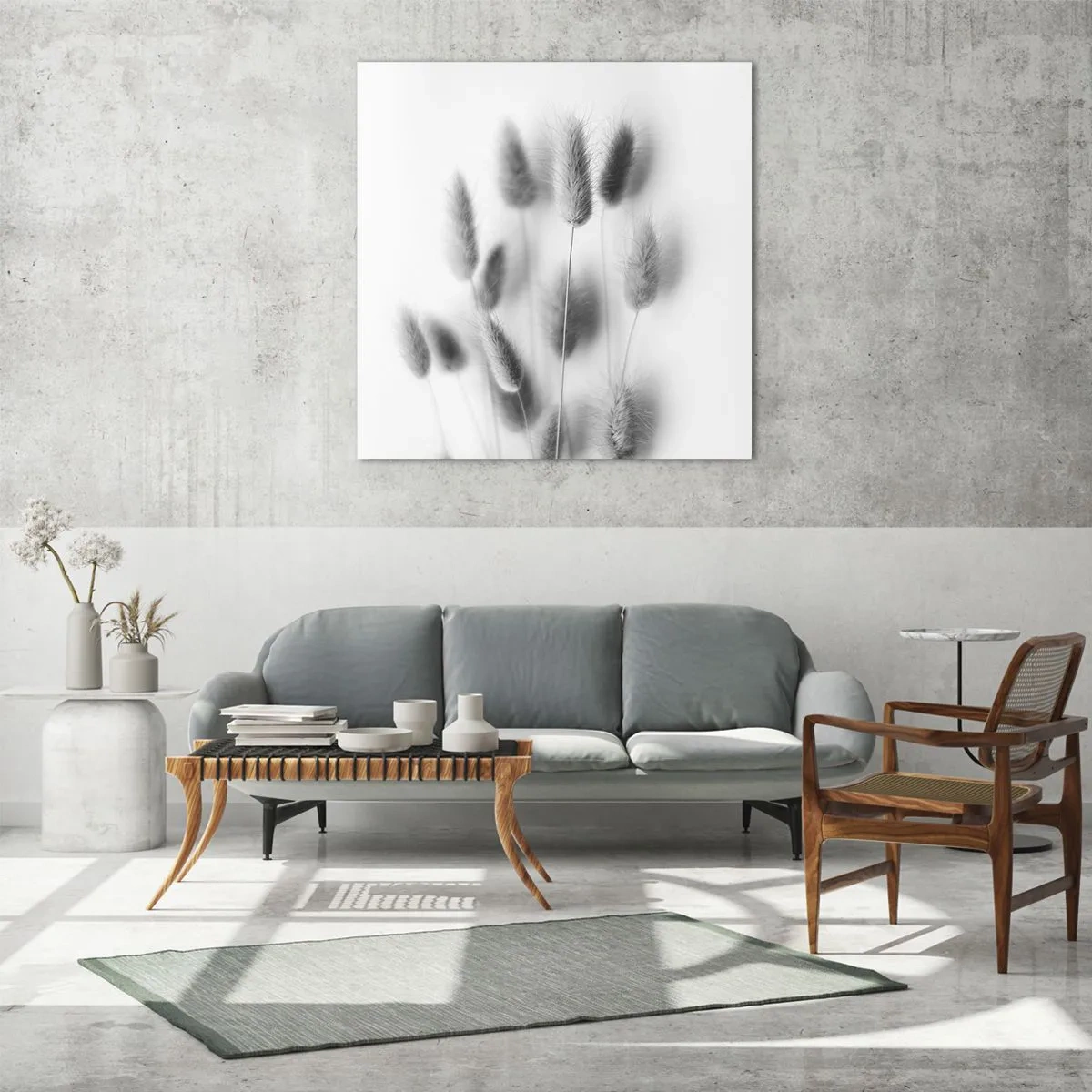 Quadro em vidro - Grama fofa - 60x60 cm