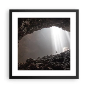 Pôster com moldura preta - Gruta luminosa - 40x40 cm