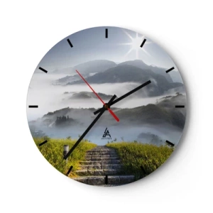 Relógio de parede - Relógio em vidro - Em direcção às nuvens - 40x40 cm