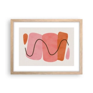 Pôster com moldura de carvalho claro - Movimento suave de formas - 40x30 cm