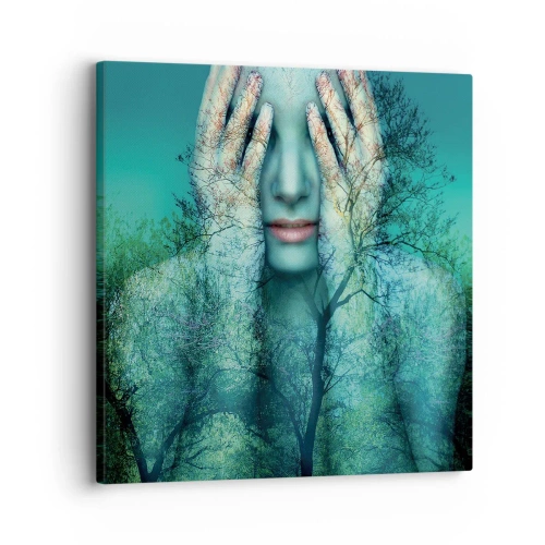 Quadro em tela - Imersa em azul - 30x30 cm