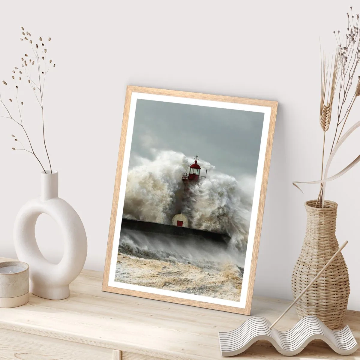 Pôster com moldura de carvalho claro - A ira do oceano - 30x40 cm