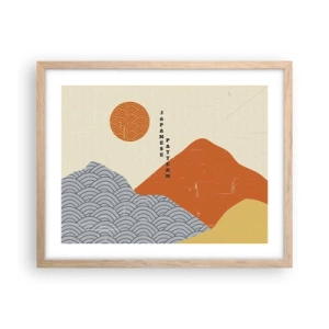 Pôster com moldura de carvalho claro - No espírito japonês - 50x40 cm