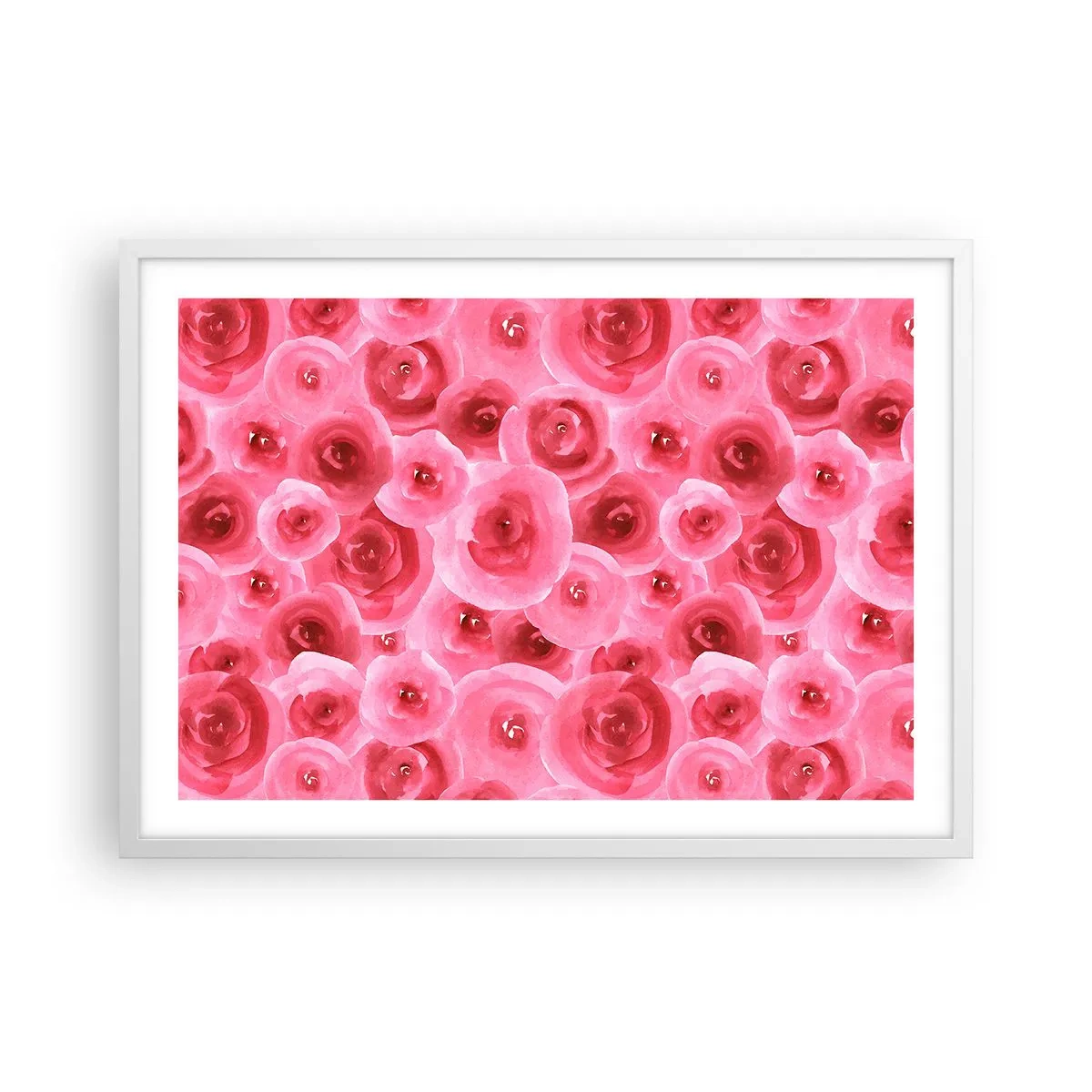 Pôster em moldura branca - Rosas acima e abaixo - 70x50 cm