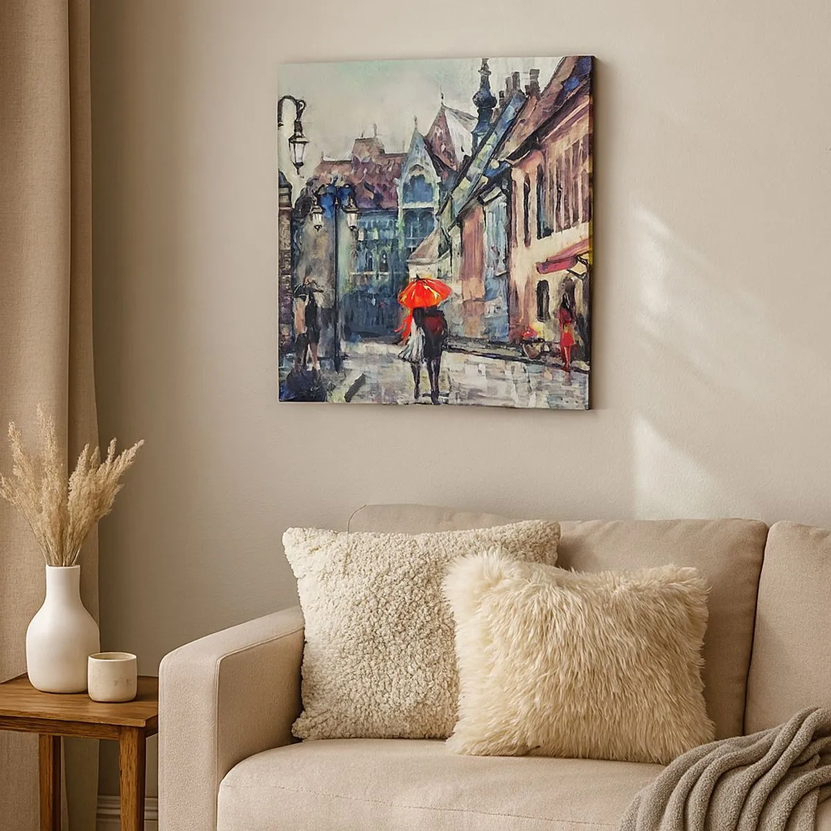 Quadro em tela - Chuva para dois - 30x30 cm