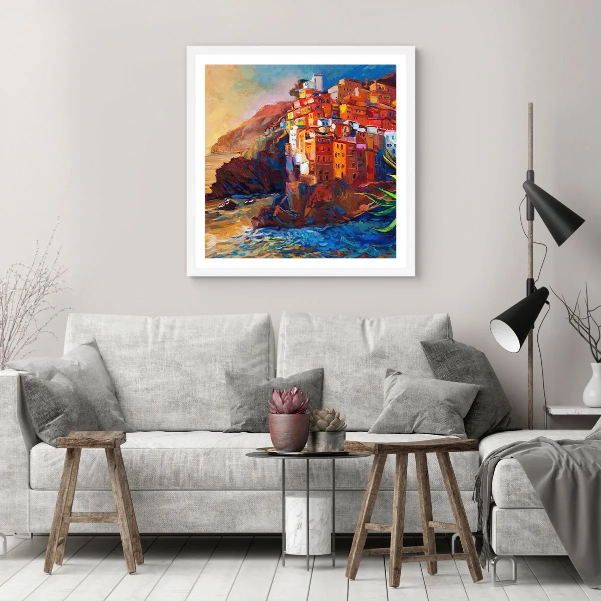 Pôster em moldura branca - Vibrações italianas - 40x40 cm