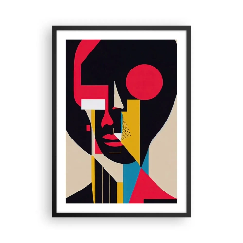 Pôster com moldura preta - Retrato abstrato em composição geométrica - 50x70cm - Seu mundo interior - Decoração de parede moderna para a sala de estar e quarto ARTTOR